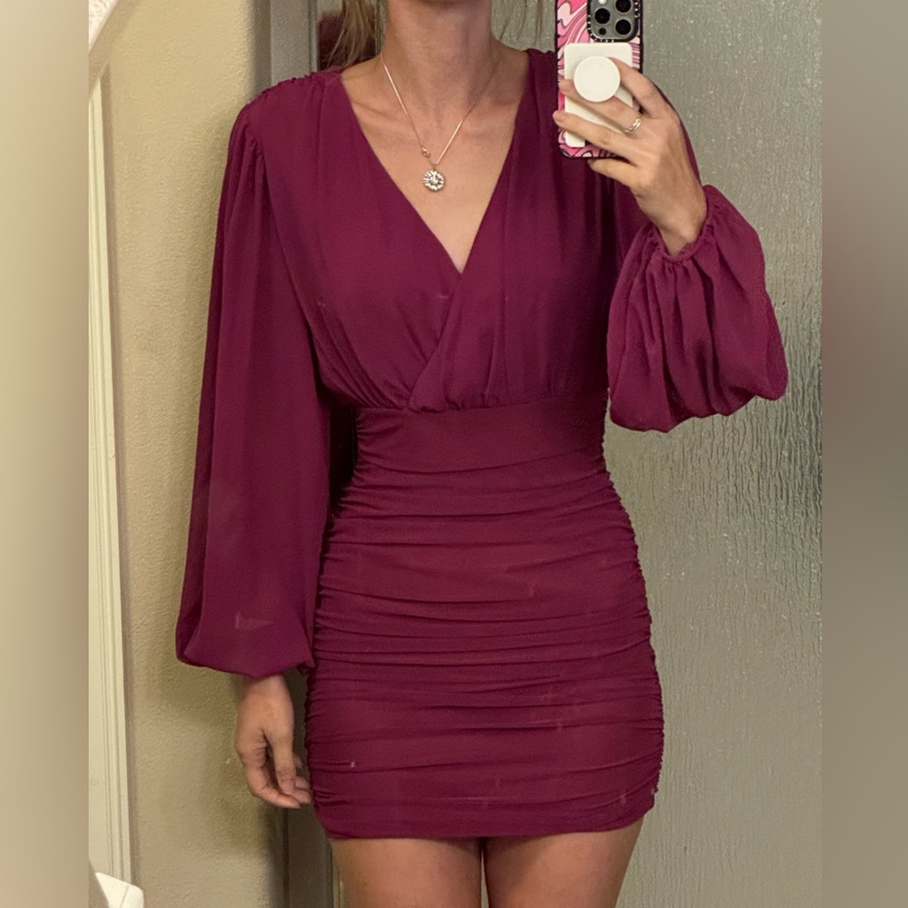 Hello Molly Romantic Sights Mini Dress Purple Sleeves 4